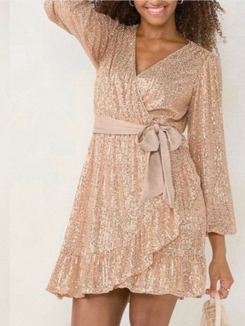 LC Lauren Conrad Tara Tan Party Mini Dress.Size Large Women's - Picture 6 of 12